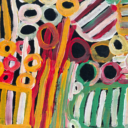 Betty Club Mbitjana, Utopia, Anwekety, Awelye, Women’s Dreaming, Art for Sale, Indigenous Art for sale, Aboriginal art for sale, Australian Art, art for sale, painting for sale, art décor, interior décor, décor, womens ceremony, art work, art gallery, Altyerre Aboriginal Art, Darwin Art Gallery, Utopia, Utopian artist, art, painting, Ethical art, original art, direct from the artist, family business, famous artist, art lover, iconic art, art story, female artist, minnie pwerle, symbolism, iconography, women