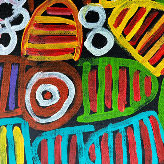 Betty Club Mbitjana, Utopia, Anwekety, Awelye, Women’s Dreaming, Art for Sale, Indigenous Art for sale, Aboriginal art for sale, Australian Art, art for sale, painting for sale, art décor, interior décor, décor, womens ceremony, art work, art gallery, Altyerre Aboriginal Art, Darwin Art Gallery, Utopia, Utopian artist, art, painting, Ethical art, original art, direct from the artist, family business, famous artist, art lover, iconic art, art story, female artist, minnie pwerle, symbolism, iconography, women
