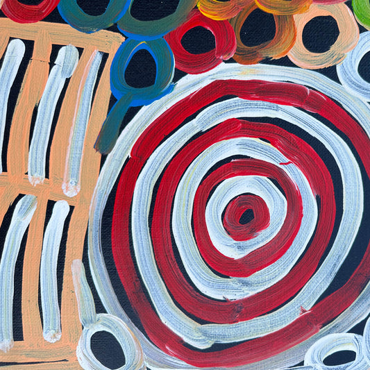 Betty Club Mbitjana, Utopia, Anwekety, Awelye, Women’s Dreaming, Art for Sale, Indigenous Art for sale, Aboriginal art for sale, Australian Art, art for sale, painting for sale, art décor, interior décor, décor, womens ceremony, art work, art gallery, Altyerre Aboriginal Art, Darwin Art Gallery, Utopia, Utopian artist, art, painting, Ethical art, original art, direct from the artist, family business, famous artist, art lover, iconic art, art story, female artist, minnie pwerle, symbolism, iconography, women