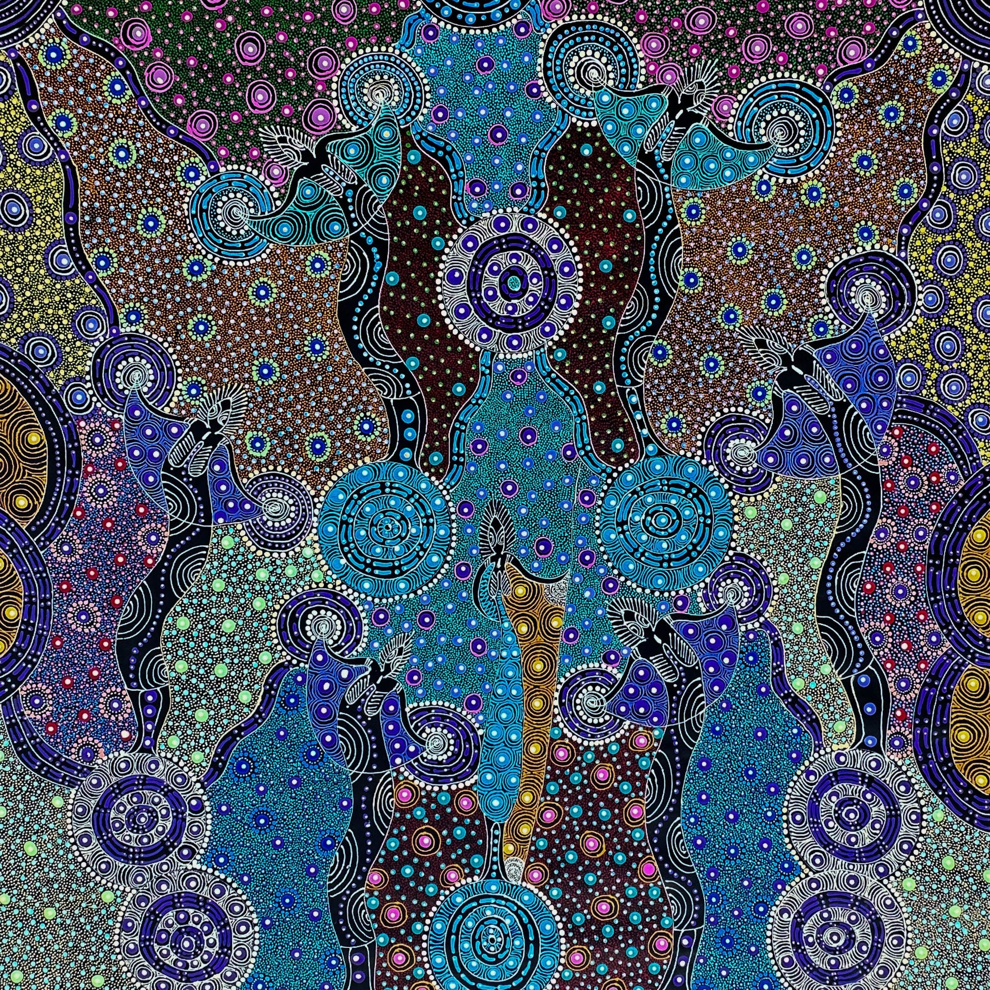 Santa Teresa + Ltyentye Apurte + Colleen Wallace Nungarrayi + Dreamtime Sisters + Nungari + Dot Art + Dot art painting + Darwin Based Gallery + Art Collector + Contemporary Art + Traditional Art