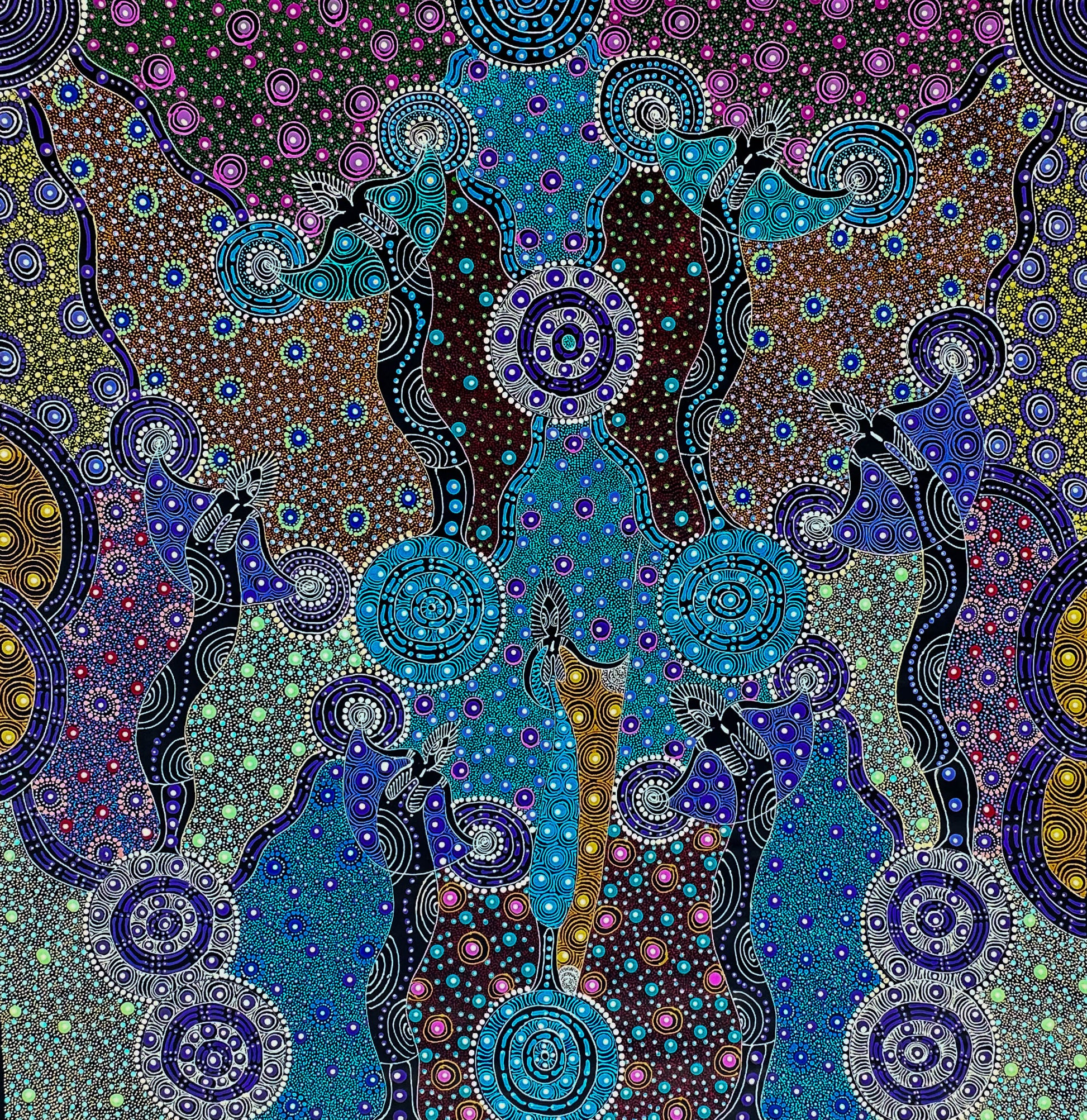 Santa Teresa + Ltyentye Apurte + Colleen Wallace Nungarrayi + Dreamtime Sisters + Nungari + Dot Art + Dot art painting + Darwin Based Gallery + Art Collector + Contemporary Art + Traditional Art