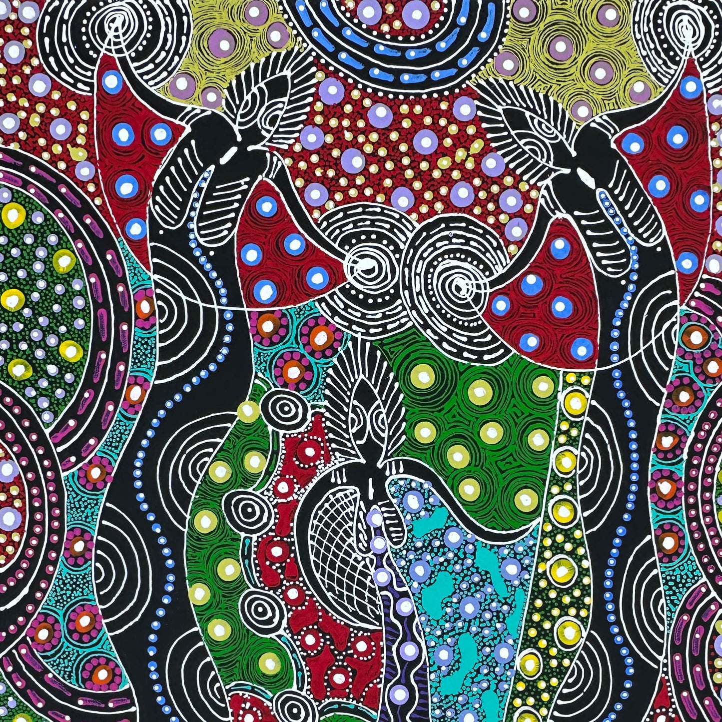 Santa Teresa + Ltyentye Apurte + Dot Art + Painting + Colour + Dreamtime Sisters + Indigenous Art + Aboriginal Art + Australian Art + Painting for Sale + Darwin Based Gallery + Family owned gallery + art for sale + painting for sale