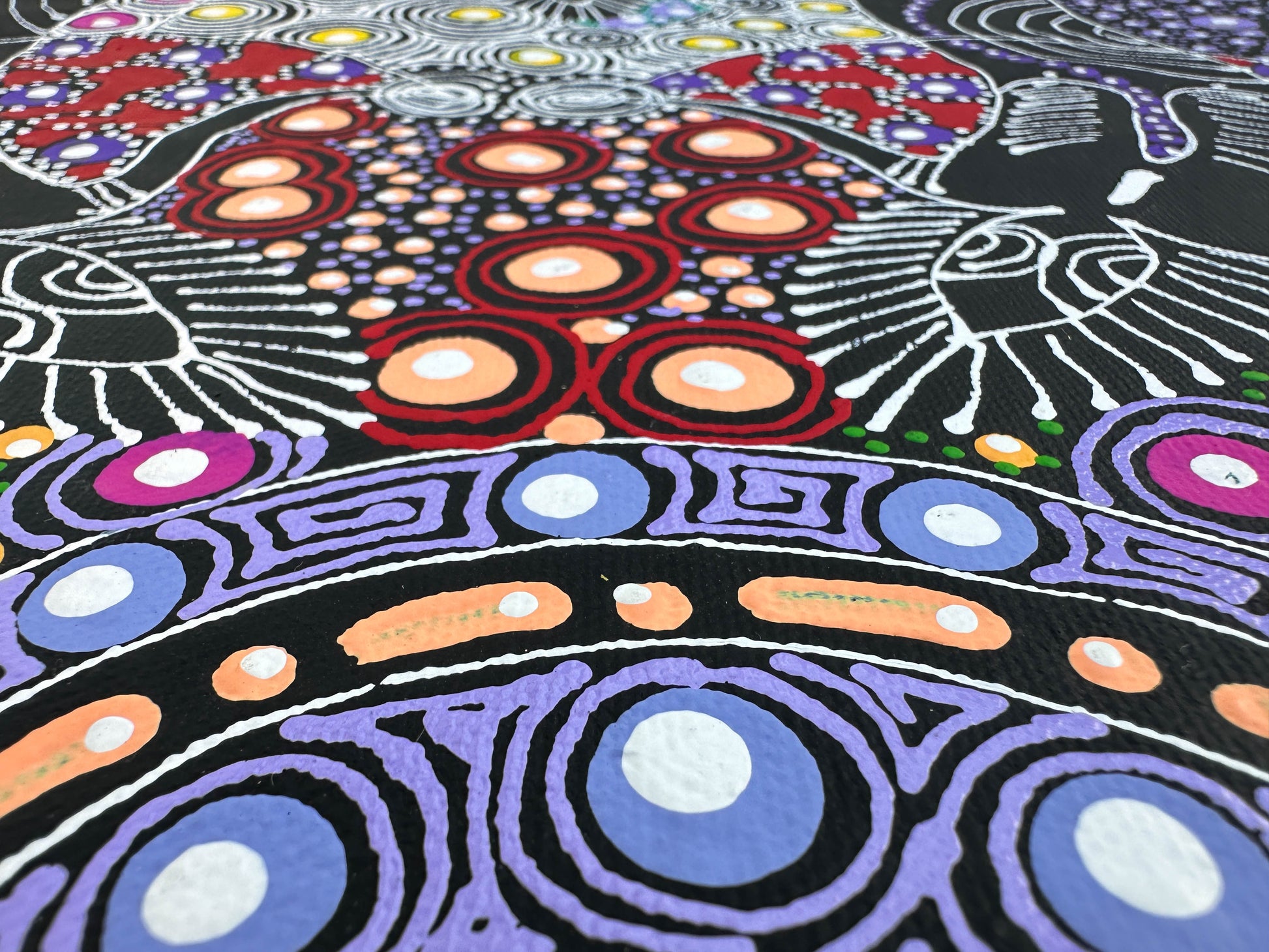 Colleen Wallace Nungarrayi Nungari + Dreamtime Sisters + art work for sale + painting for sale + dot art work + dot painting + santa teresa + Ltyentye Apurte + art gallery + darwin based online gallery + family owned business + indigenous art + aboriginal art + australian art + dreamtime sisters + dreaming + women's dreaming + colourful + altyerre aboriginal art + traditional art + contemporary art + interior designer + decor ideas + wall art + home