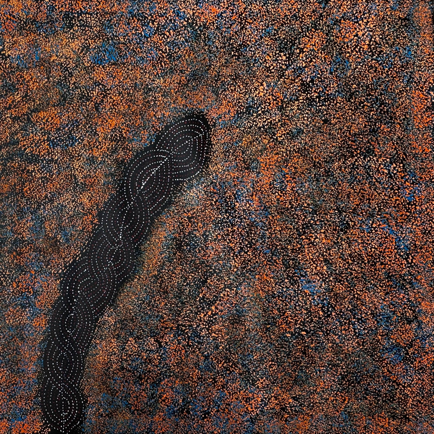 Gracie Morton Pwerle + bush plum dreaming + aboriginal art + indigenous art + australian art + darwin based art gallery + art for sale + painting for sale + artwork for sale + dot art painting + painting for sale + utopia + orange + family owned gallery + family owned business