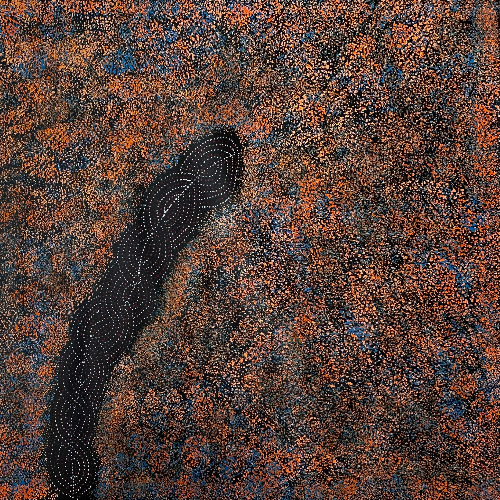 Gracie Morton Pwerle + bush plum dreaming + aboriginal art + indigenous art + australian art + darwin based art gallery + art for sale + painting for sale + artwork for sale + dot art painting + painting for sale + utopia + orange + family owned gallery + family owned business