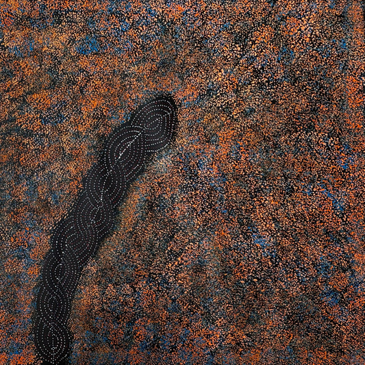 Gracie Morton Pwerle + bush plum dreaming + aboriginal art + indigenous art + australian art + darwin based art gallery + art for sale + painting for sale + artwork for sale + dot art painting + painting for sale + utopia + orange + family owned gallery + family owned business