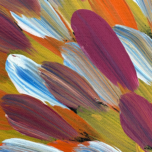 Gloria Tamerre Petyarre, Bush Medicine Leaves, Utopia, Art for Sale, Painting for Sale, Indigenous Art, Aboriginal Art, Australian Art, Darwin Art Gallery, Altyerre Aboriginal Art, Darwin Gallery, famous indigenous artist, aboriginal dreaming, interior décor, home décor, interior decorating, leaves, Iconic, office decor
