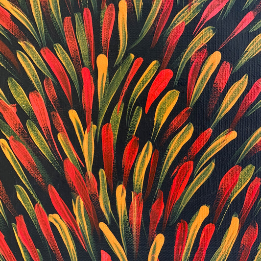 Gloria Tamerre Petyarre, Bush Medicine Leaves, Utopia, Art for Sale, Painting for Sale, Indigenous Art, Aboriginal Art, Australian Art, Darwin Art Gallery, Altyerre Aboriginal Art, Darwin Gallery, famous indigenous artist, aboriginal dreaming, interior décor, home décor, interior decorating, leaves, Iconic, office decor