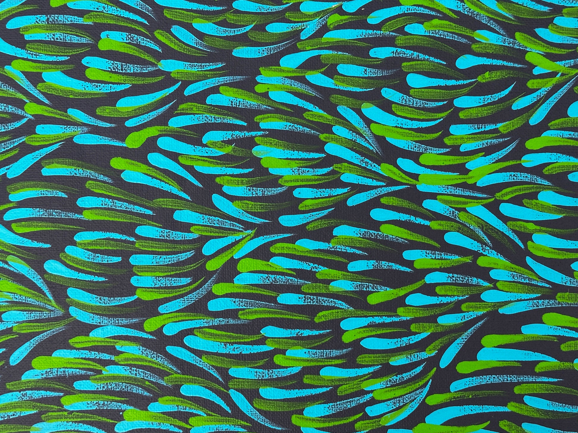 Gloria Pitjara Petyarre + Utopia + famous artist + famous indigenous artist + indigenous art + aboriginal art + australian art + art collector + art for sale + artwork for sale + painting for sale + green + teal + bush medicine leaves + leaves + art story + petyarre sisters + altyerre aboriginal art + art gallery + online art gallery + family owned business + darwin based gallery + art collection + interior designer + interior decor + decor ideas + home decor + office decor +