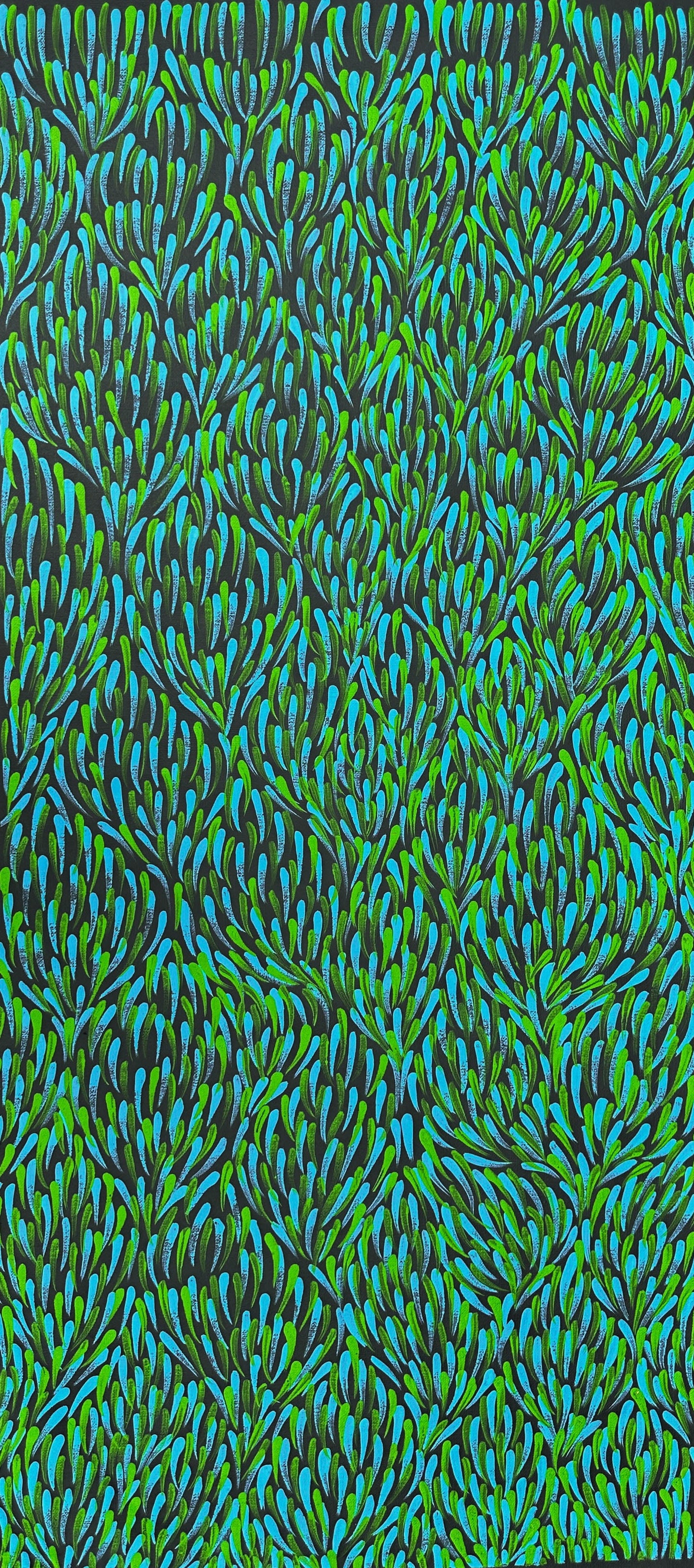 Gloria Pitjara Petyarre + Utopia + famous artist + famous indigenous artist + indigenous art + aboriginal art + australian art + art collector + art for sale + artwork for sale + painting for sale + green + teal + bush medicine leaves + leaves + art story + petyarre sisters + altyerre aboriginal art + art gallery + online art gallery + family owned business + darwin based gallery + art collection + interior designer + interior decor + decor ideas + home decor + office decor +