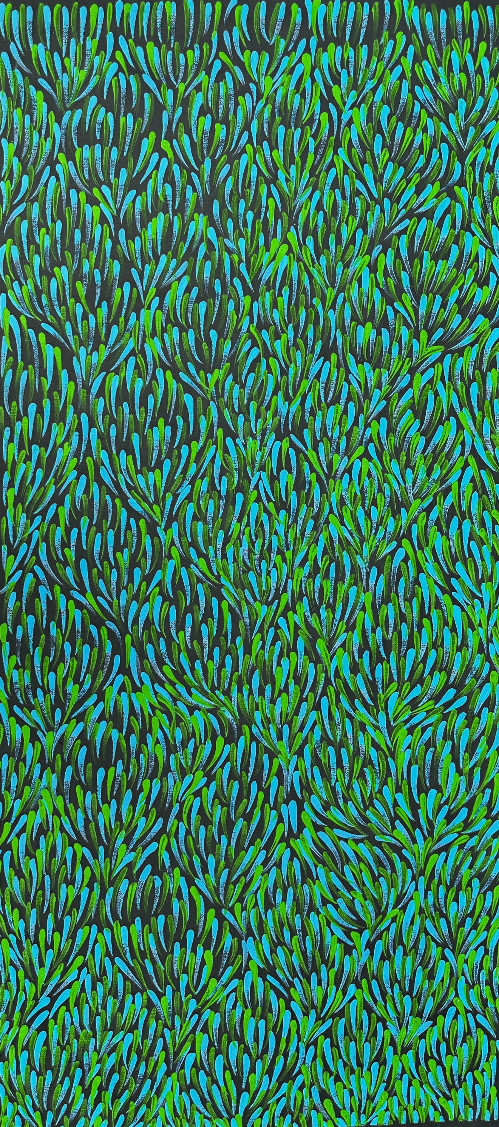 Gloria Pitjara Petyarre + Utopia + famous artist + famous indigenous artist + indigenous art + aboriginal art + australian art + art collector + art for sale + artwork for sale + painting for sale + green + teal + bush medicine leaves + leaves + art story + petyarre sisters + altyerre aboriginal art + art gallery + online art gallery + family owned business + darwin based gallery + art collection + interior designer + interior decor + decor ideas + home decor + office decor +