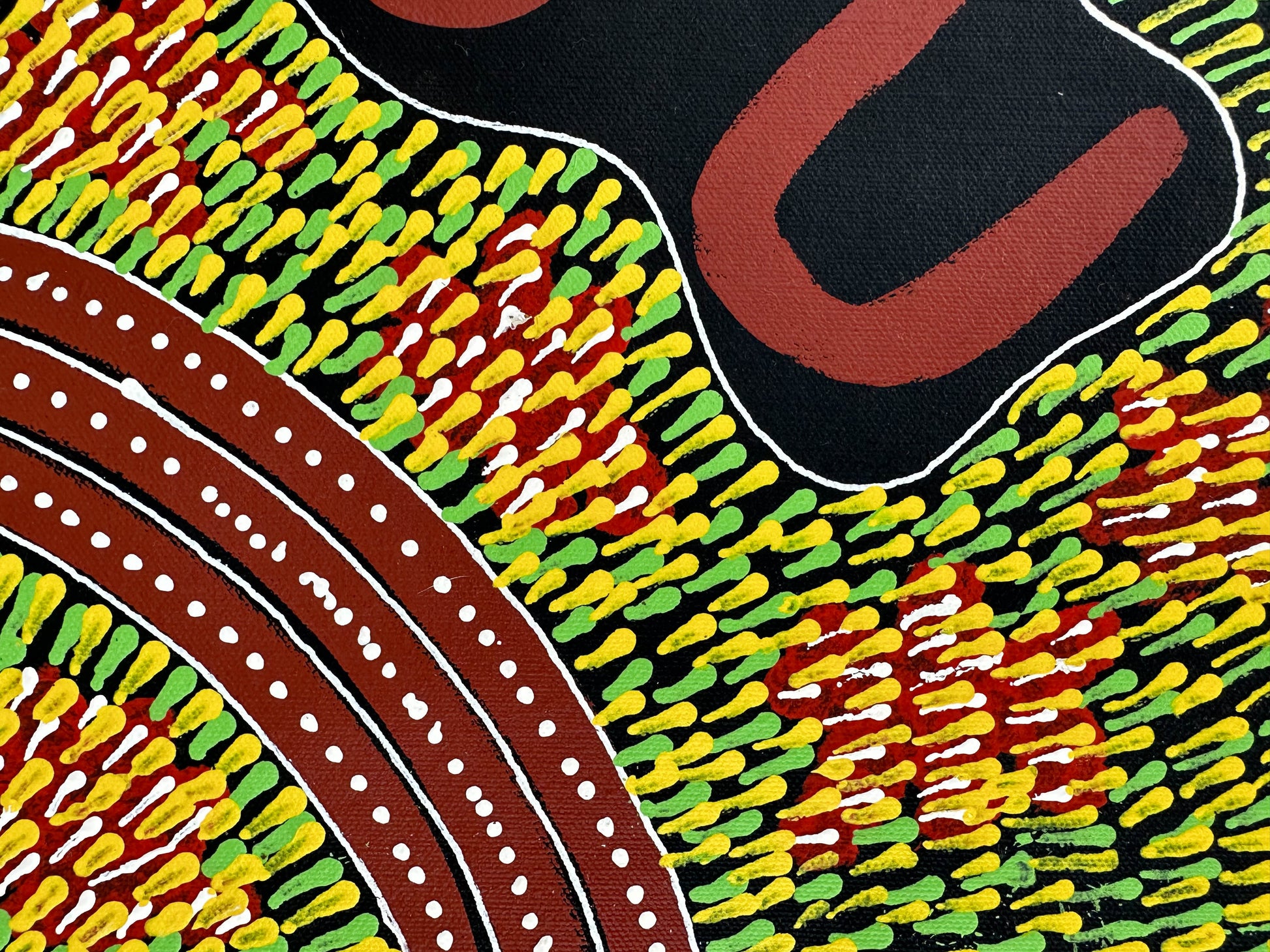 Jessie Bird Nangala Ngale + Utopia + Colourful art + Traditional art + Aboriginal art + Indigenous Art + Bush Tucker + Bush Food + Darwin Based Gallery + Iconography + Symbolism + Dreaming + Darwin Based Gallery