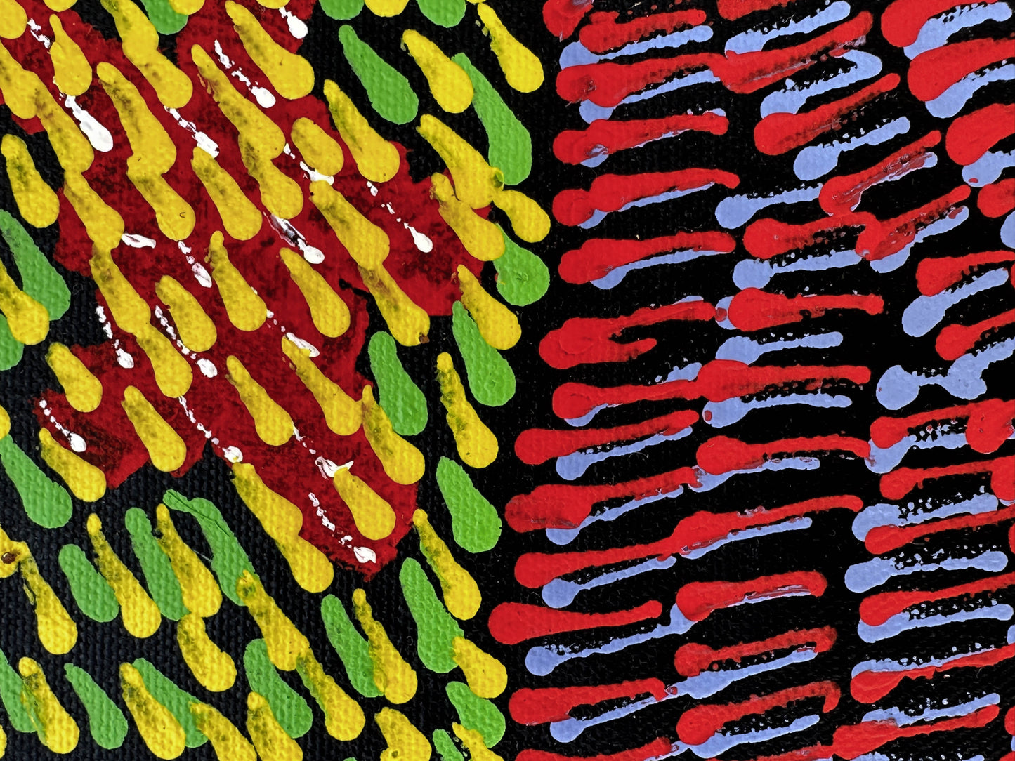 Jessie Bird Nangala Ngale + Utopia + Colourful art + Traditional art + Aboriginal art + Indigenous Art + Bush Tucker + Bush Food + Darwin Based Gallery + Iconography + Symbolism + Dreaming + Darwin Based Gallery