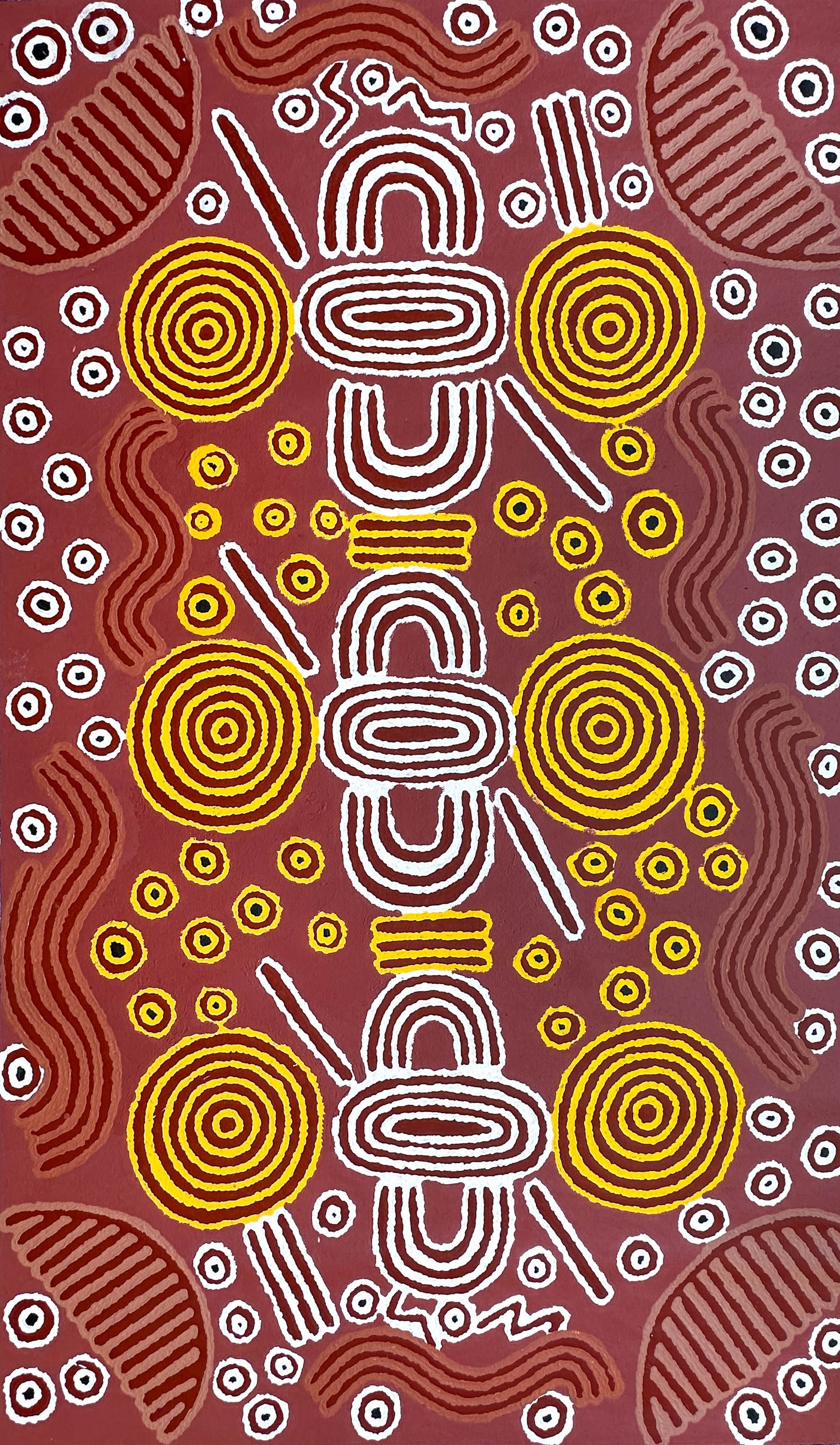 Julie Dempsey Napaltjarri + Papunya ++ aboriginal art + indigenous art + Australian art + darwin Based gallery + art for sale + painting for sale + aerial painting + iconography + symbolism + mina Tjuta + altyerre + altyerre aboriginnal art + painting for sale + artwork + art story