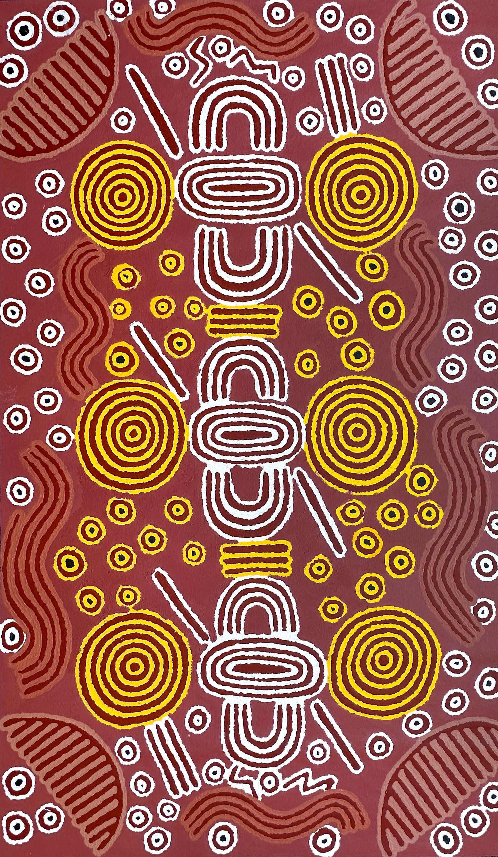 Julie Dempsey Napaltjarri + Papunya ++ aboriginal art + indigenous art + Australian art + darwin Based gallery + art for sale + painting for sale + aerial painting + iconography + symbolism + mina Tjuta + altyerre + altyerre aboriginnal art + painting for sale + artwork + art story