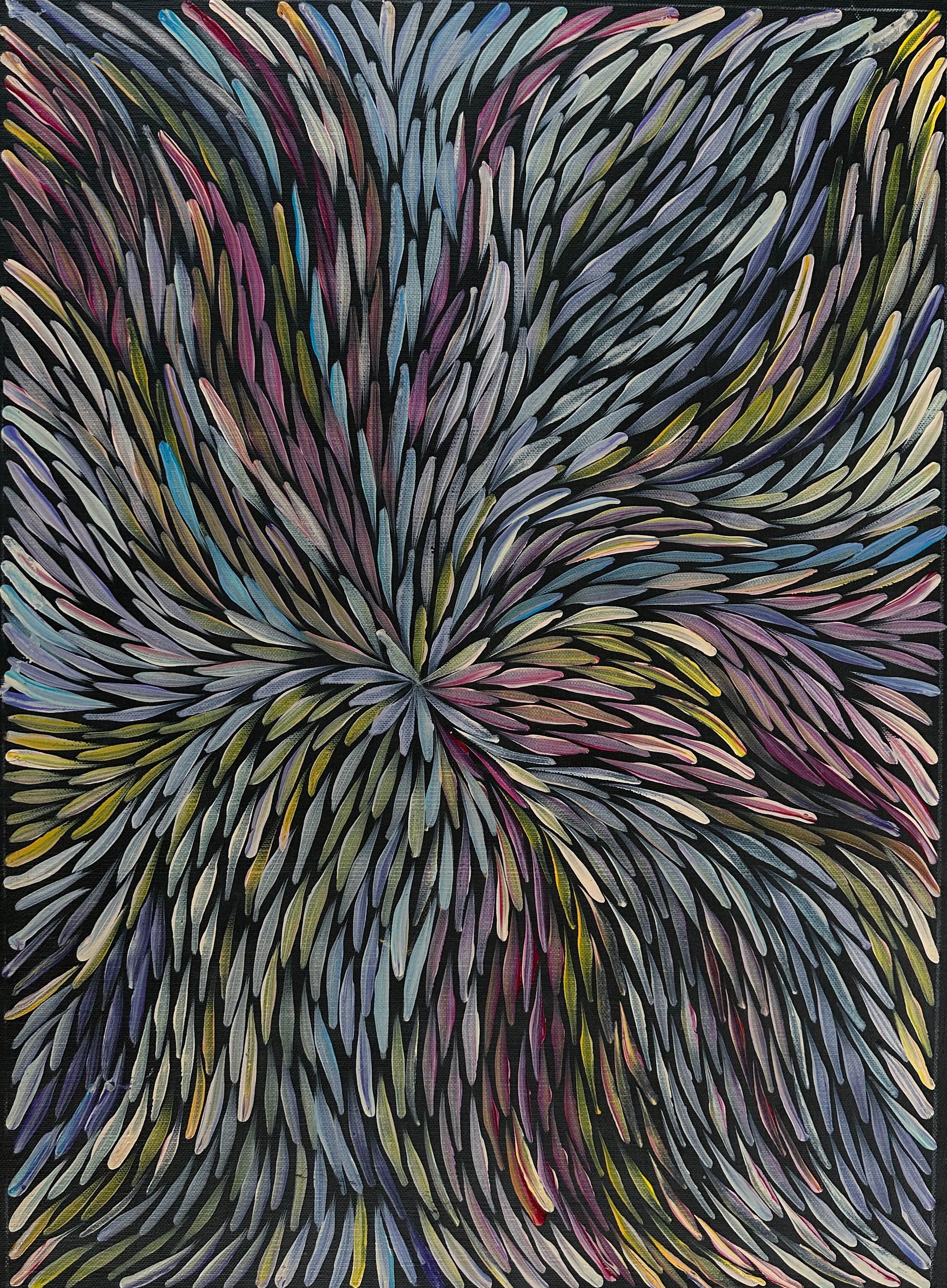 Jeannie Pitjara Petayrre + Utopia + Indigenous Art + Aboriginal Art + Australian Art + Bush Medicine Leaves + Painting + Art Work + Art for Sale + Painting for sale + Darwin Based Gallery