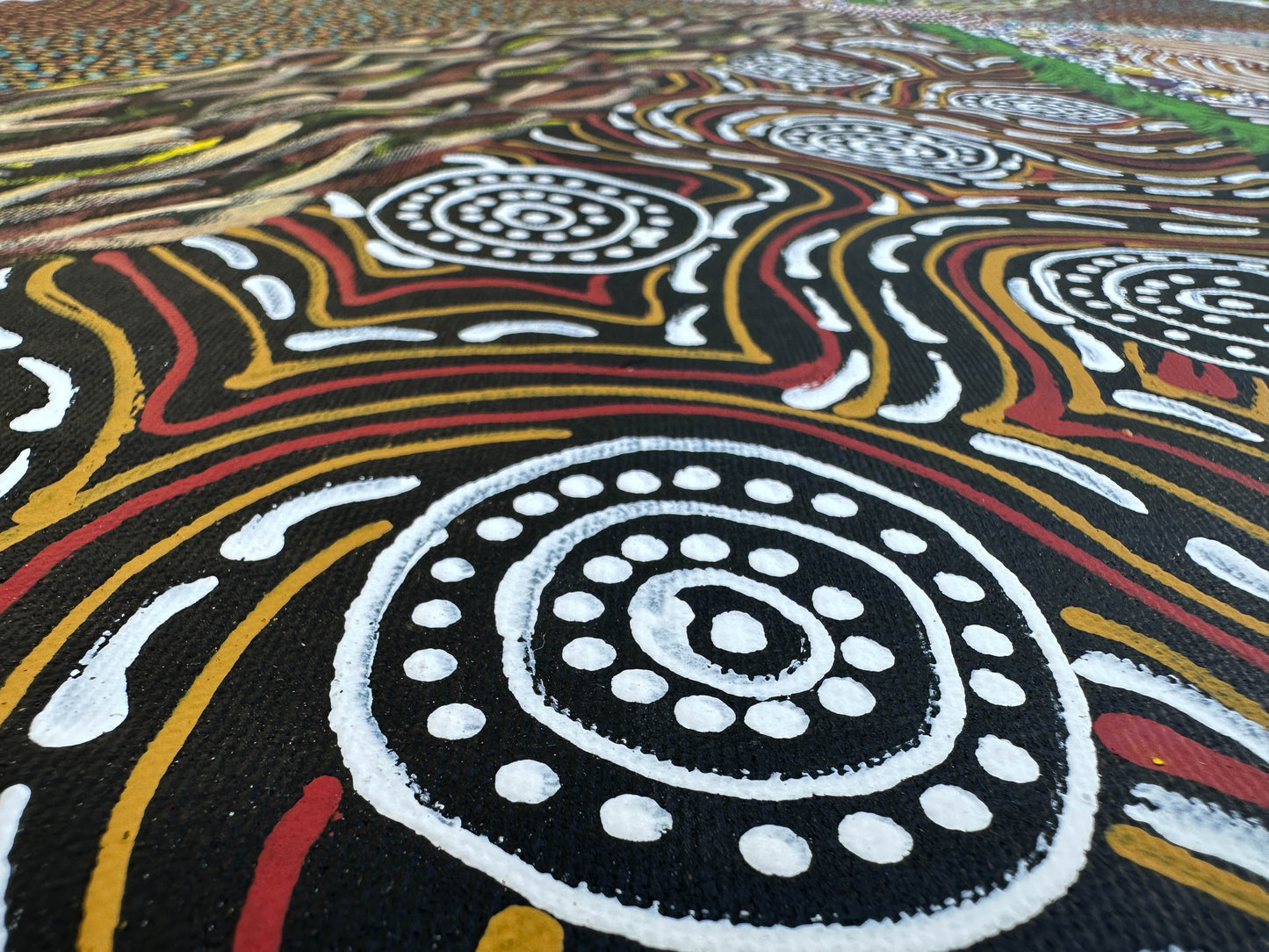 Karen Bird Nangala Ngale + Indigenous Art + Aboriginal Art + Australian Art + Art for sale + Painting for sale + Iconography + Symbolism + Dot Art + Alpar Seeds + Dreaming + Aboriginal Dreaming + Contemporary Art+ traditional Art + Darwin Based Gallery + Art Collector + Utopia + Utopian art