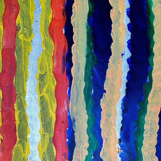 Makinti Napanangka, Western Desert, Pintupi, Indigenous art, Aboriginal art, Australian Art, Indigenous art for sale, art collector, dreaming, famous artist, art décor, interior décor, interior design, painting for sale, Darwin gallery, art gallery, altyerre aboriginal art, order or Australia, western desert art