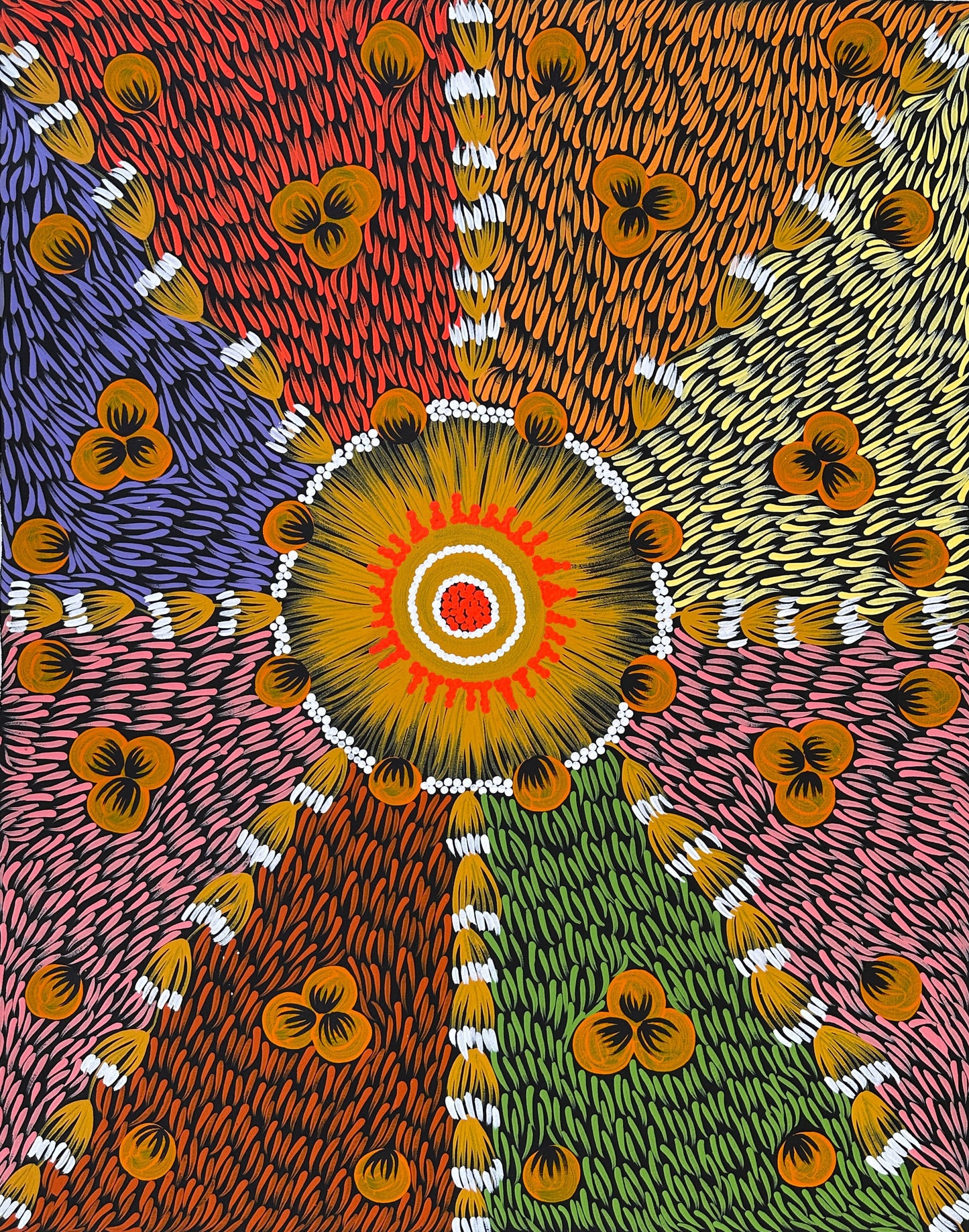 Mary Napangardi Jones + Mt Liebig + Northern Territory + indigenous art + aboriginal art + bush plum dreaming + australian art + bush tucker + interior design + wall art + decor + interior designer + interior design ideas + inspiration + darwin based gallery + family owned business + beautiful art + contemporary art + traditional art + altyerre aboriginal art + art gallery