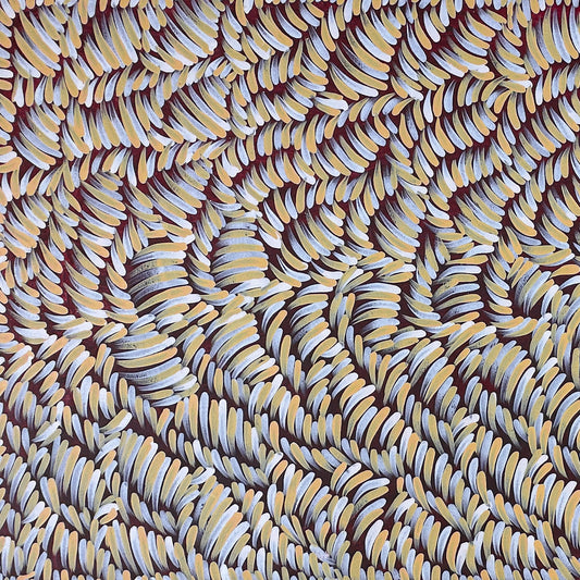 Mary Rumble Pitjara + Utopia + Bush Medicine Leaves + Altyerre Aboriginal Art + Art gallery + indigenous art + Australian Art + aboriginal art + darwin based gallery + family owned business + home decor + wall art + art work + painting + decor + interior + interior designer +