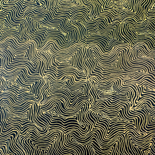 Mary Rumble Pitjara Petyarre + Utopia + Body Art + Aweyle + womens dreaming + hypnotic + mesmerising + yellow + altyerre + altyerre aboriginal art + home decor + office decor + interior design + painting for sale + art work for sale + art for sale + art gallery + large artwork