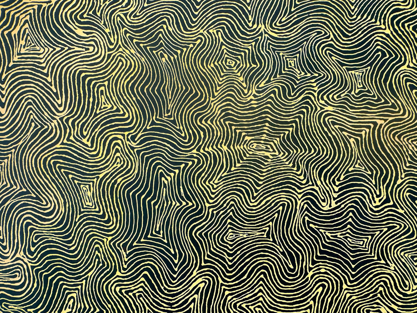 Mary Rumble Pitjara Petyarre + Utopia + Body Art + Aweyle + womens dreaming + hypnotic + mesmerising + yellow + altyerre + altyerre aboriginal art + home decor + office decor + interior design + painting for sale + art work for sale + art for sale + art gallery + large artwork