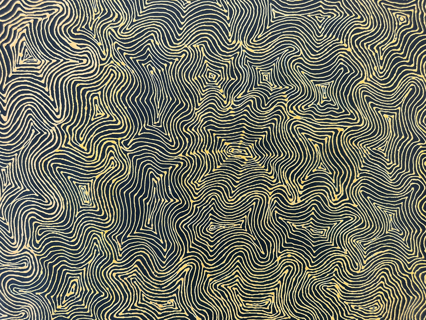 Mary Rumble Pitjara Petyarre + Utopia + Body Art + Aweyle + womens dreaming + hypnotic + mesmerising + yellow + altyerre + altyerre aboriginal art + home decor + office decor + interior design + painting for sale + art work for sale + art for sale + art gallery + large artwork