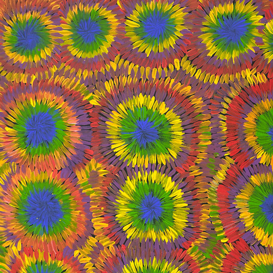 #margaretturnerpetyarre #lakenash #northernterritory #australianartist #aboriginalartist #indigenousartist #art #artforsale #painting #paintinforsale #art #artforsale #painting #paintinforsale #bushmedicine #artstory #colour #colourful #interior #interiordesign #interiordecorate #darwin #artgallery #darwinartgallery #artstory #utopia #femaleartist #wallart #artist #beautifulart
