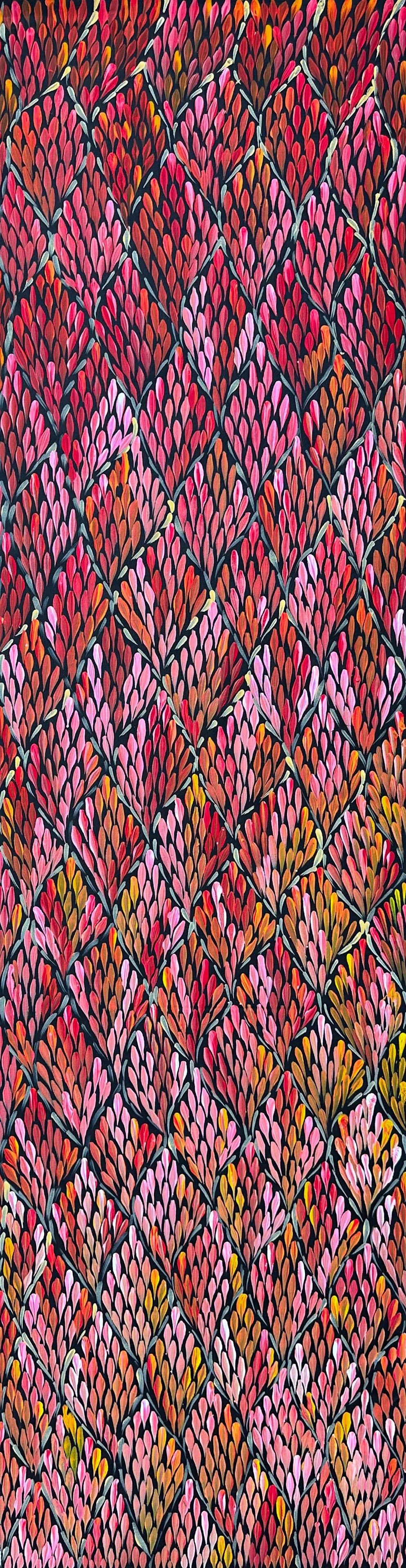 Margaret Turner Petyarre, Aboriginal art, Indigenous Art, Australian Art, Lake Nash, Northern Territory, Aboriginal Artist, art, art for sale , painting for sale, bush medicine, Darwin gallery, Altyerre Aboriginal Art, Original Art, Direct from the artist, ethical art, family business, interior decor, art gallery, wall art, bush medicine leaves, art décor, interior designer, beautiful art, colourful art, Interior design, Amatyerre, Outback Australia, Art collector, Office art, office artwork, Interior decor