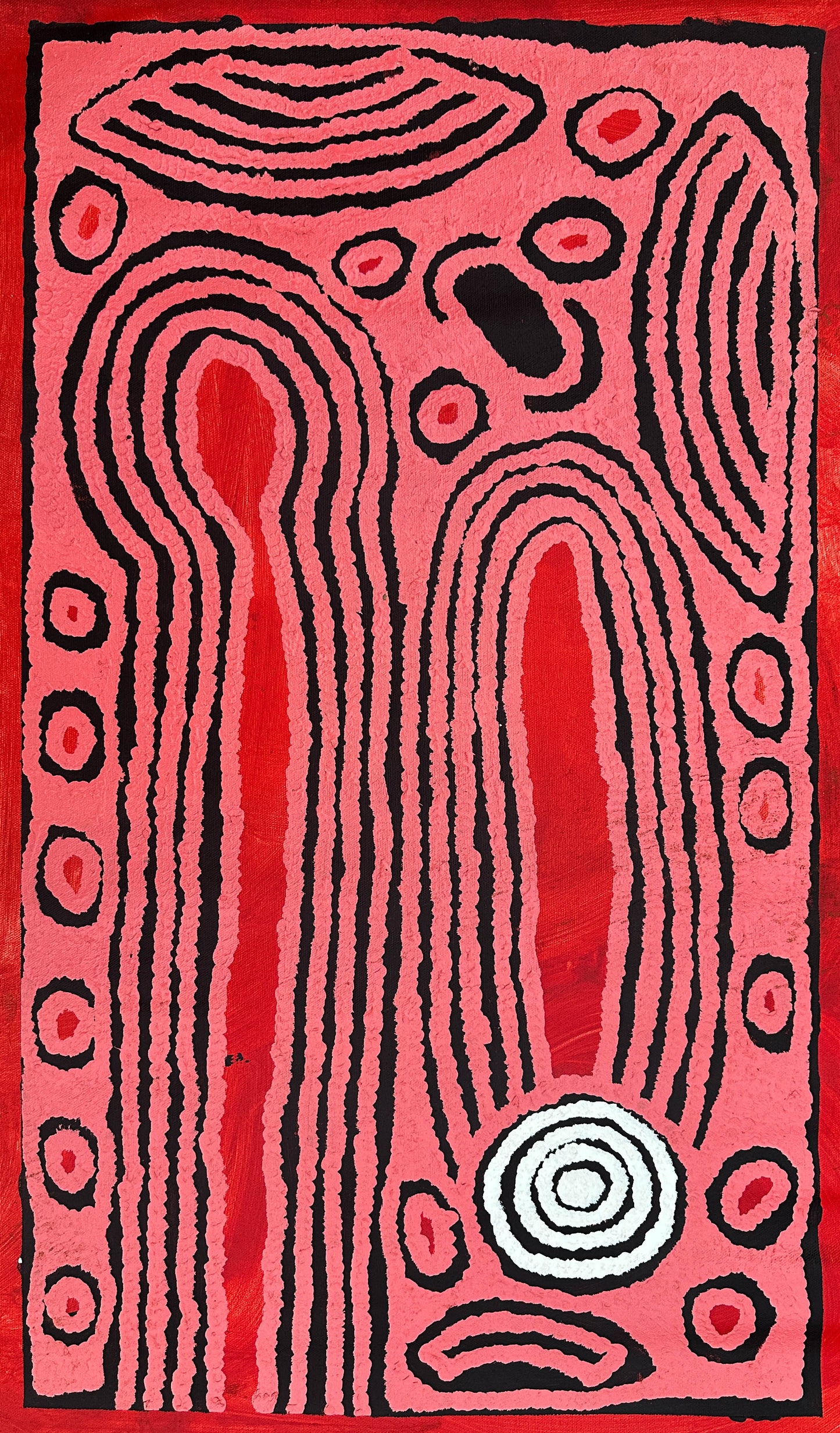 Ningura Naparrula Gibson, Wirrulnga, Western Desert Art, Australian art, Indigenous Art, Aboriginal art, art for sale, painting for sale, famous indigenous artist, Aboriginal art for sale, Indigenous art for sale, Women’s ceremony, dreaming, Altyerre Aboriginal Art, Art gallery, Darwin gallery, kintore, Pintupi, Australian stamp, paris, art collector, art lover, ethical art, original art, direct from the artist, muse du quai branly, décor, office décor, wall art, interior decorating, interior, home décor, d