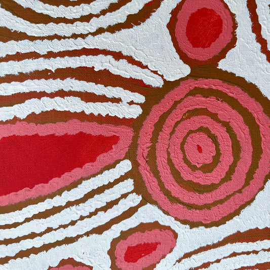 Ningura Naparrula Gibson, Wirrulnga, Western Desert Art, Australian art, Indigenous Art, Aboriginal art, art for sale, painting for sale, famous indigenous artist, Aboriginal art for sale, Indigenous art for sale, Women’s ceremony, dreaming, Altyerre Aboriginal Art, Art gallery, Darwin gallery, kintore, Pintupi, Australian stamp, paris, art collector, art lover, ethical art, original art, direct from the artist, muse du quai branly, décor, office décor, wall art, interior decorating, interior, home décor,