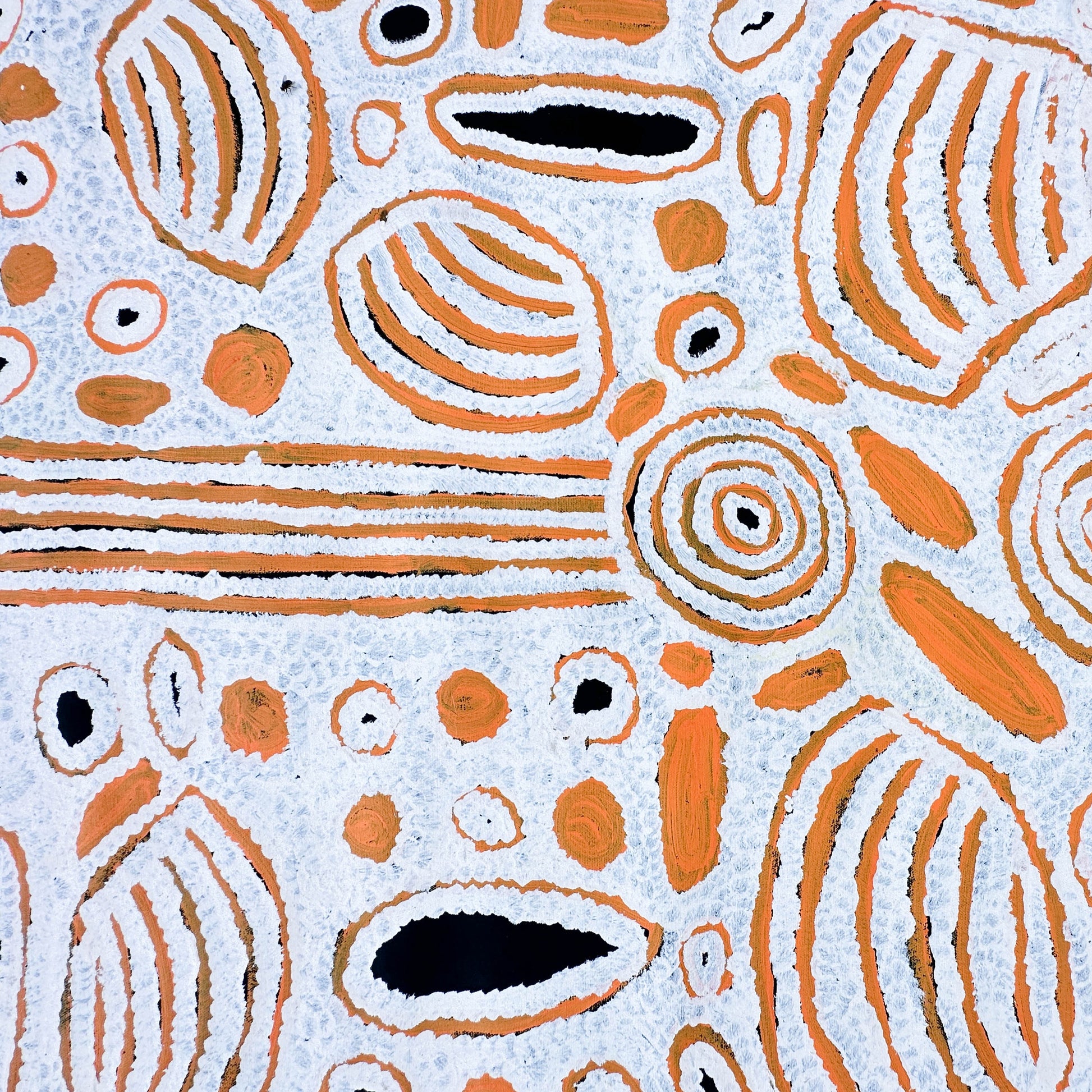 Roma Gibson Nungarrayi + Aboriginal art + Australian Art + Indigenous art + traditional art + iconography + symbolism + art story + knowledge passed down + aerial depiction + country + dreaming + home + art for sale + painting + painting for sale + artwork + darwin based gallery + art gallery + family owned business + decor + interior + interior design + wall art + kintore