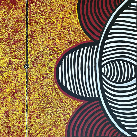 Tanya Bird Mpetyane + Utopia + Paddy Bird + Eileen Bird + Body Paint Designs + Art for Sale + Painting for sale + Indigenous Art + Aboriginal Art + Australian Art + Women's ceremony + Wild Bush Berries + Bush Berries + Dot Art + Dancing lines + Darwin Based Gallery