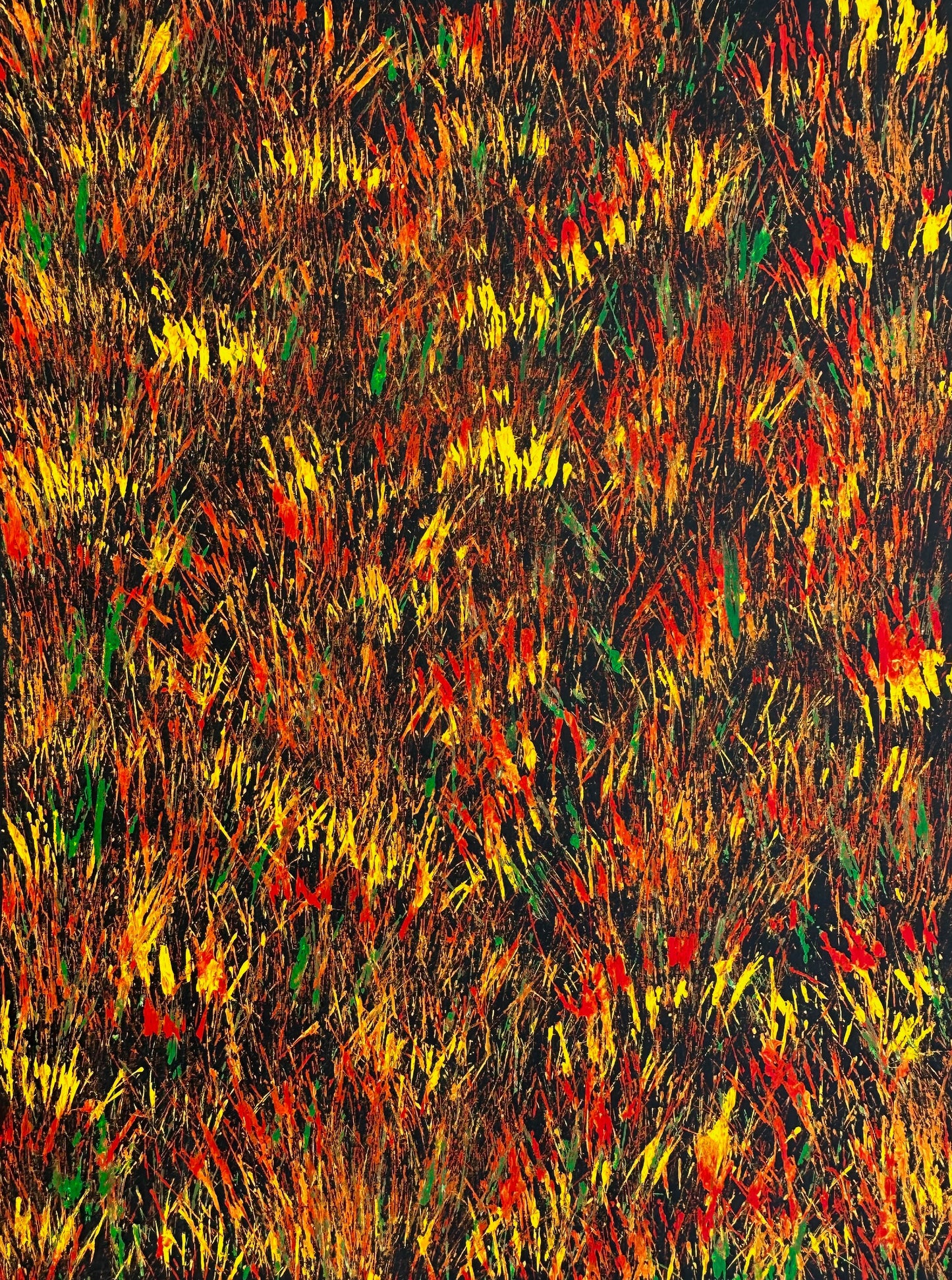 Tjanpi Kampanyi + Burning Grass + Ingigenous Art + Aboriginal Art + Australian Art + Abstract Art + Contemporary Art + Darwin Based Gallery + yellow + Green + Orange + red + Fire + Traditional Ways + Alice Springs + Kings Canyon +