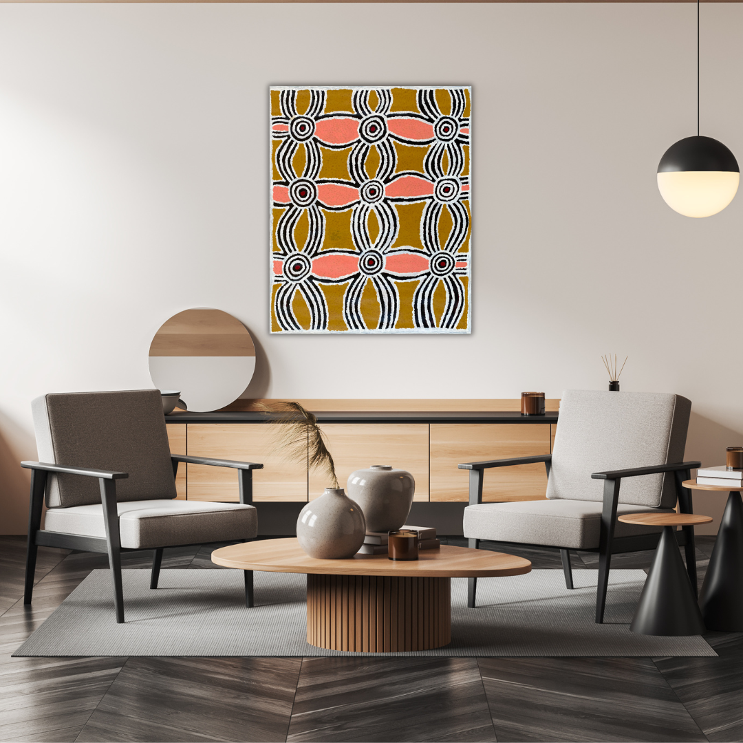 ROSALYN POLLARD + indigenous art + aboriginal art + kintore + iconography + interior design + art + art for sale + painting for sale + art work for sale + australian art + darwin based gallery + art gallery + family owned business + altyerre aboriginal art + symbolism + art story +