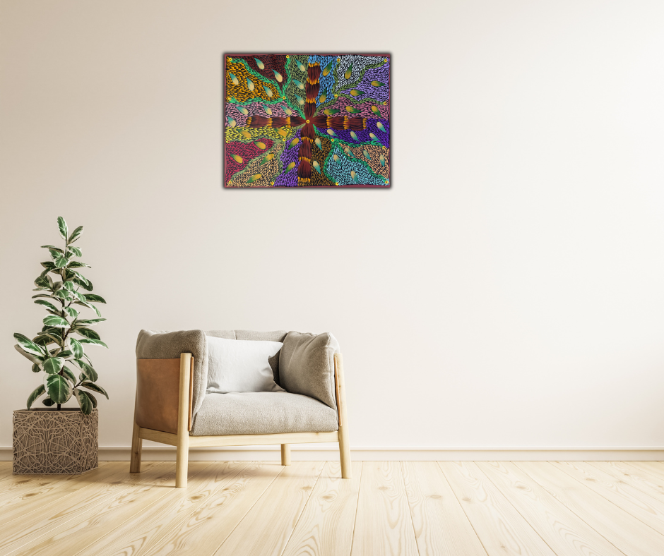Amunturngu + Mt Liebig + Northern Territory + Aboriginal Artist + Indigenous Artist + Australian Artist + Painting + Art for Sale + Painting for Sale + Darwin Based Gallery + Beautiful + Colourful + Bush Banana + Dreaming + Traditional art + Contemporary art