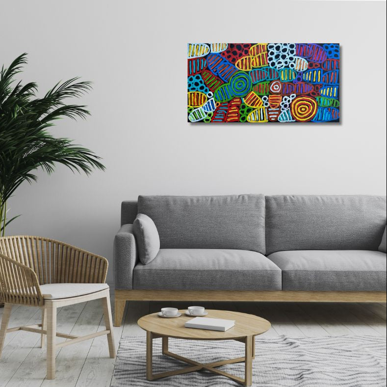 Betty Club Mbitjana, Utopia, Anwekety, Awelye, Women’s Dreaming, Art for Sale, Indigenous Art for sale, Aboriginal art for sale, Australian Art, art for sale, painting for sale, art décor, interior décor, décor, womens ceremony, art work, art gallery, Altyerre Aboriginal Art, Darwin Art Gallery, Utopia, Utopian artist, art, painting, Ethical art, original art, direct from the artist, family business, famous artist, art lover, iconic art, art story, female artist, minnie pwerle, symbolism, iconography, women