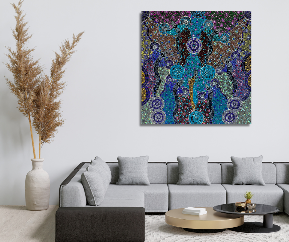 Santa Teresa + Ltyentye Apurte + Colleen Wallace Nungarrayi + Dreamtime Sisters + Nungari + Dot Art + Dot art painting + Darwin Based Gallery + Art Collector + Contemporary Art + Traditional Art