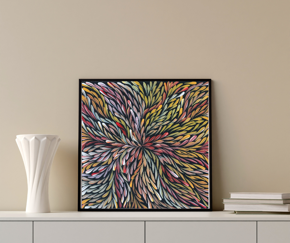 Jeannie Petyarre + Jeannie Pitjara Petyarre + Utopia + Indigenous Art + Aboriginal Art + Australian Art + Art for Sale + Painting for Sale + Bush Medicine Leaves + Contemporary Art + Contemporary Australian Painting + Female Artist + Darwin Based Gallery + Family Owned