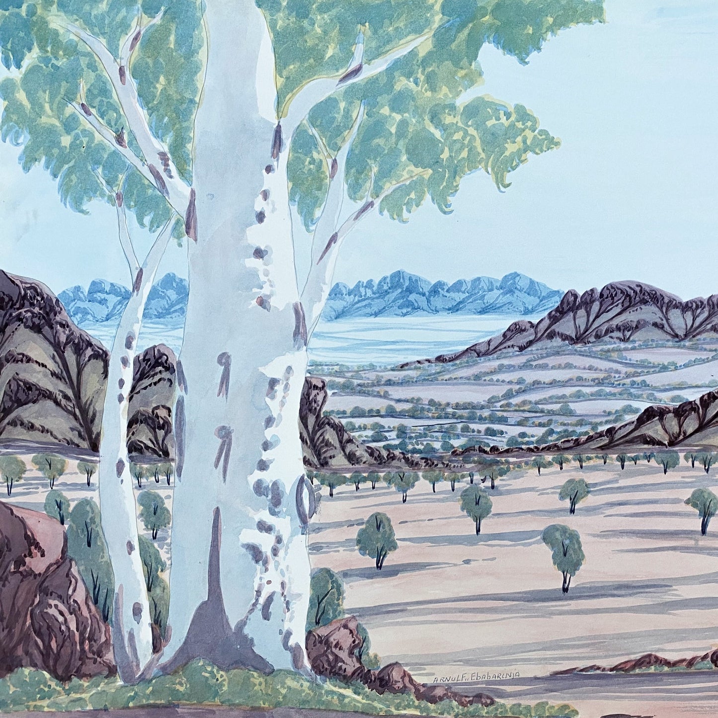 Arnulf Ebatarinja - Watercolour Art - Water colour painting - Indigenous Art - Aboriginal Art - Australian Art - Darwin Based gallery - painting