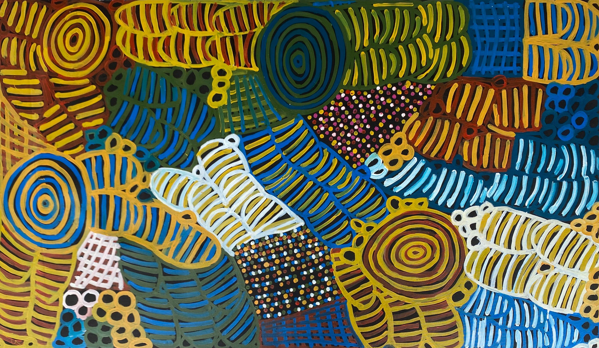 Betty Club Mbitjana - Utopia - Body Paint Art - Awelye - Women's Ceremony - Painting - Indigenous Art - Aboriginal Art - Australian Art - Iconography - Symbolism - Iconic