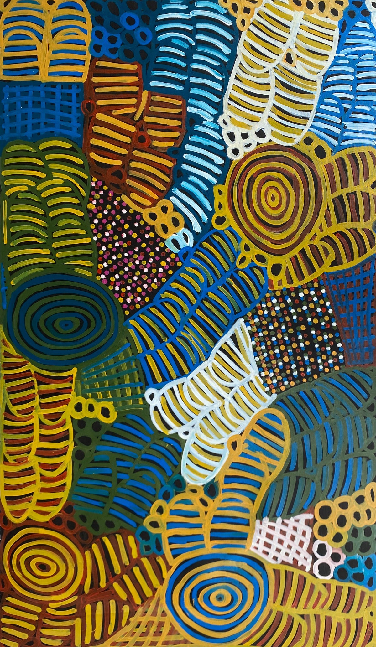 Betty Club Mbitjana, Utopia, Anwekety, Awelye, Women’s Dreaming, Art for Sale, Indigenous Art for sale, Aboriginal art for sale, Australian Art, art for sale, painting for sale, art décor, interior décor, décor, womens ceremony, art work, art gallery, Altyerre Aboriginal Art, Darwin Art Gallery, Utopia, Utopian artist, art, painting, Ethical art, original art, direct from the artist, family business, famous artist, art lover, iconic art, art story, female artist, minnie pwerle, symbolism, iconography, women