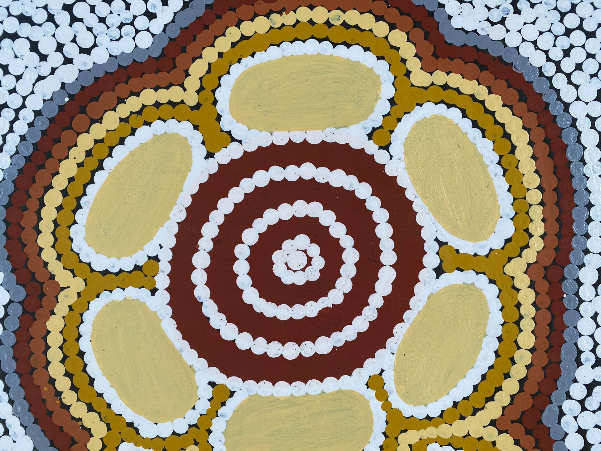 calvin martin jungarrayi + goanna dreaming + dot art painting + dot artwork + dot painting + ochre colours + goanna dreaming + indigenous art + aboriginal art + australian art + art story + traditional art + art gallery + darwin based gallery + family owned gallery + home + home decor + decor + interior design + design ideas