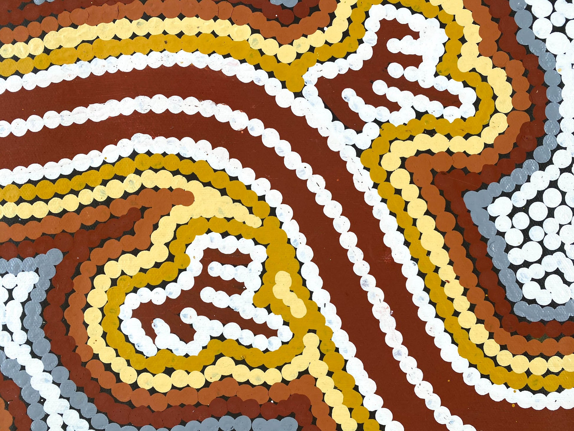 calvin martin jungarrayi + goanna dreaming + dot art painting + dot artwork + dot painting + ochre colours + goanna dreaming + indigenous art + aboriginal art + australian art + art story + traditional art + art gallery + darwin based gallery + family owned gallery + home + home decor + decor + interior design + design ideas