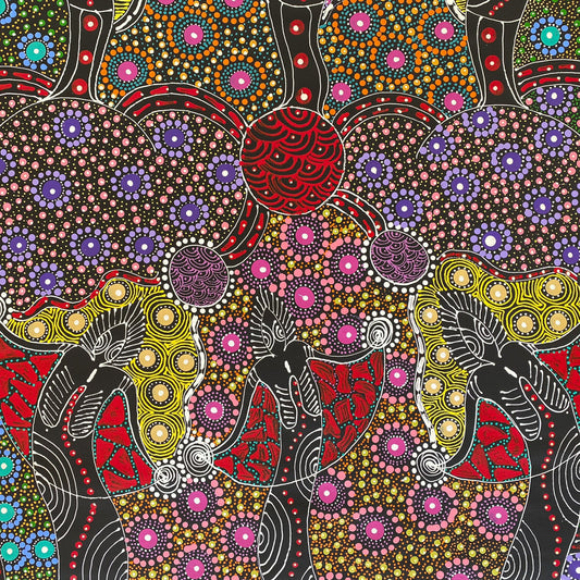 Colleen Wallace, Colleen nungarrayi, colleen nungari, traditional art, contemporary art, altyere aboriginal art, aboriginal art, indigenous art, Australian art, dot painting, dot art work, art, artwork, art for sale, Ltyentye Apurte, painting, painting for sale, wall art, art gallery, Darwin gallery, northern territory, santa Teresa, décor, interior décor, interior design, dot painting, office décor, dot art, art collector, famous artist, dreamings, colour, colourful, intricate, Dream time sisters,