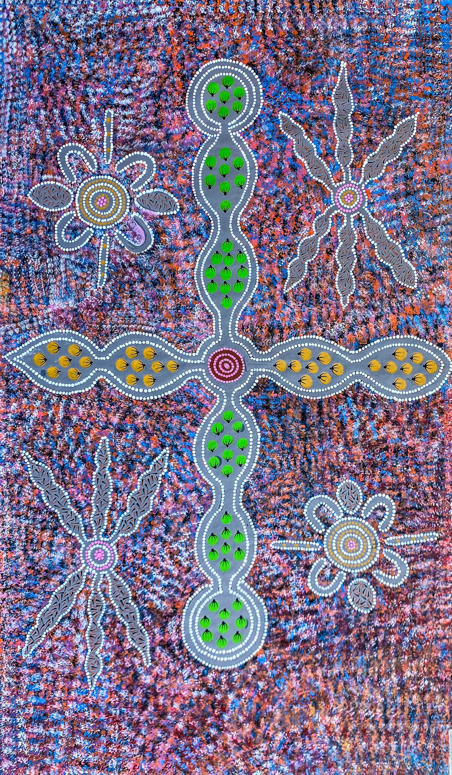 Doreen Dixon, Doreen Nakamarra, Willowra, Wirliyajarrayi, Warlpiri, Indigenous art, aboriginal art, Australian art, art, art for sale, painting for sale, painting, innovative, contemporary indigenous art, traditional art, dreaming, altyerre aboriginal art, art gallery, Darwin gallery, art décor, interior décor, family owned business, ethically sourced art, direct from the artist, original art, wall art, home art, office art, unique art, honey ants, green ants, dot art, dot painting, bush tucker