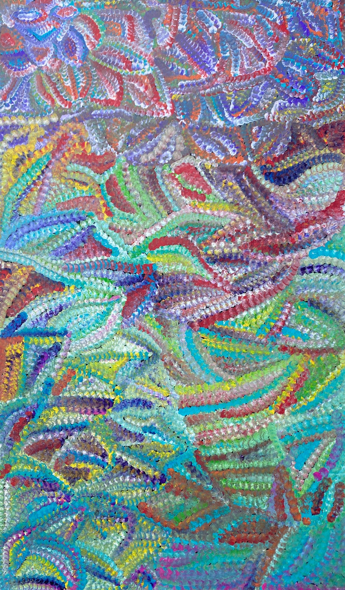 Dolly Mills, Dolly Petyarre, Dolly Mills Pitjara, Yam flower, aboriginal art, Indigenous art for sale, Australian art, art gallery, Darwin art gallery, family business, interior décor, décor, wall art, painting for sale, original art, ethical art, authentic art, utopia, yam flower, aboriginal dreaming, dreaming, northern territory Australia