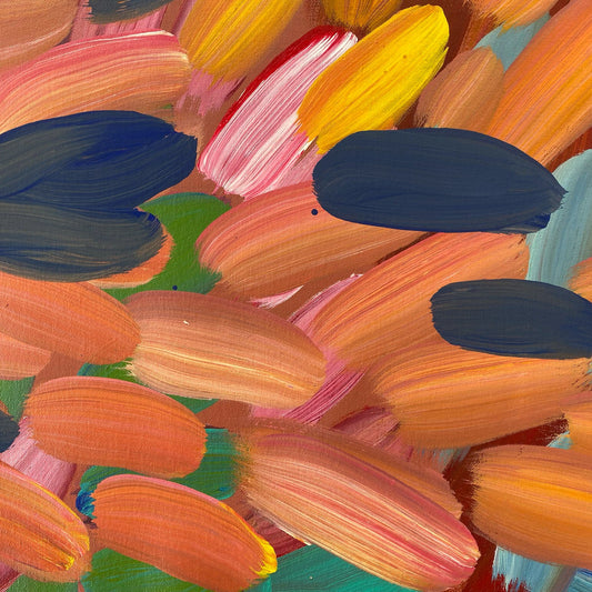 Gloria Tamerre Petyarre, Bush Medicine Leaves, Utopia, Art for Sale, Painting for Sale, Indigenous Art, Aboriginal Art, Australian Art, Darwin Art Gallery, Altyerre Aboriginal Art, Darwin Based Gallery, famous indigenous artist, aboriginal dreaming, interior décor, home décor, interior decorating, leaves, Leaves, Bush Medicine leaves,