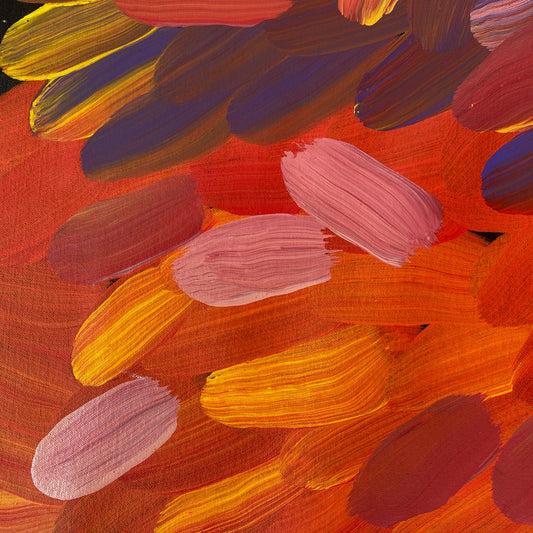 Gloria Tamerre Petyarre, Bush Medicine Leaves, Utopia, Art for Sale, Painting for Sale, Indigenous Art, Aboriginal Art, Australian Art, Darwin Art Gallery, Altyerre Aboriginal Art, Darwin Based Gallery, famous indigenous artist, aboriginal dreaming, interior décor, home décor, interior decorating, leaves, Leaves, Bush Medicine leaves,