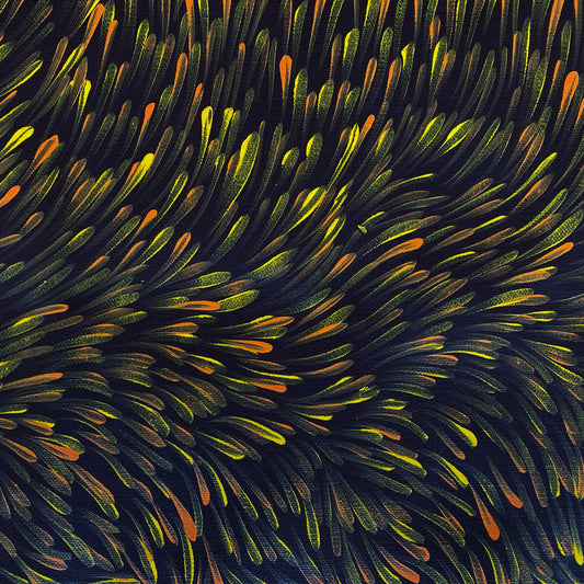 Gloria Tamerre Petyarre, Bush Medicine Leaves, Utopia, Art for Sale, Painting for Sale, Indigenous Art, Aboriginal Art, Australian Art, Darwin Art Gallery, Altyerre Aboriginal Art, Darwin Gallery, famous indigenous artist, aboriginal dreaming, interior décor, home décor, interior decorating, leaves, Iconic, office decor